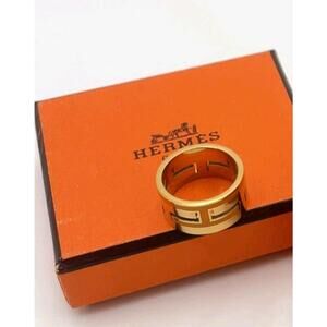 Hermes Ring Move Ash Silver Ag925 Silver Orange With Box Band H Logo Size 6.5
